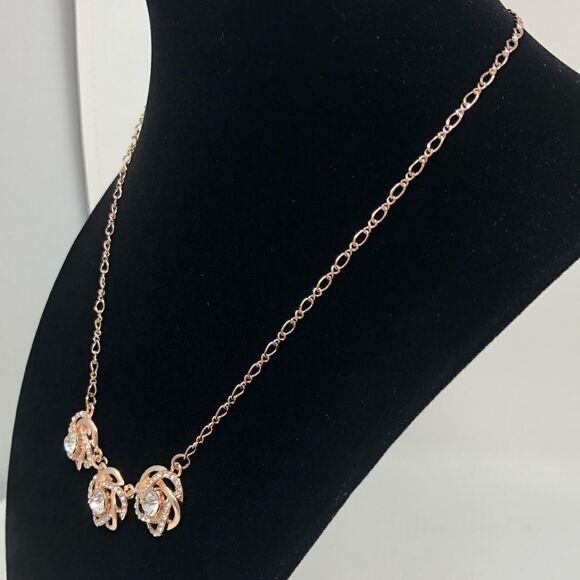 Charter Club Rose Tone Crystal Knot Necklace (E2) - Picture 3 of 7
